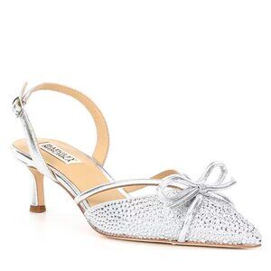 Badgley Mischka Angelina Satin Rhinestone Pumps Size 8